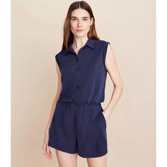 Lou & Grey Women's Navy Blue Soft Sandwashed Utility Romper Size XS - Picture 1 of 6